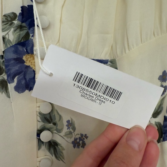 Reformation Charlee Floral Dress, Macadamia, 10 - Picture 8 of 9